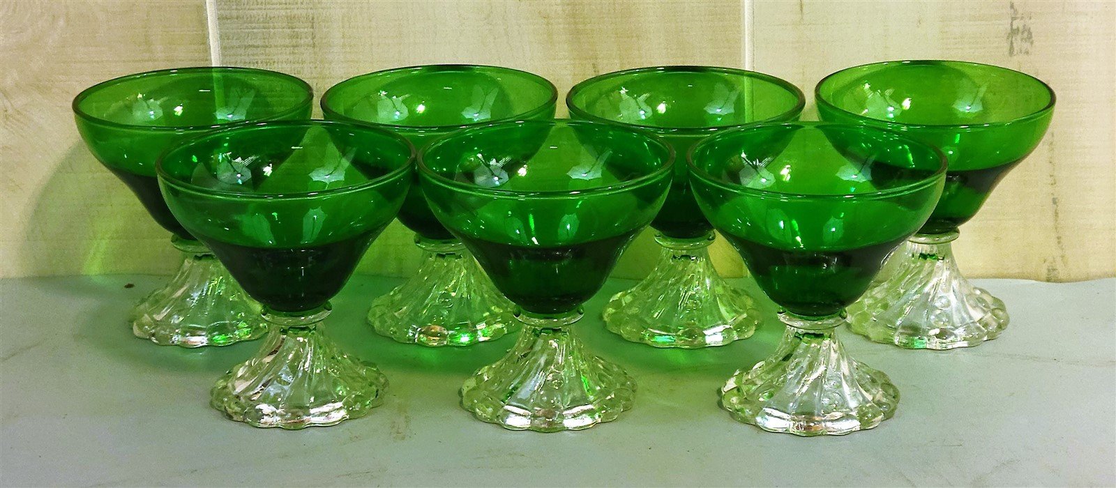 Vtg 8 Anchor Hocking Glass BURPLE outlet FOREST GREEN SHERBETS & WATER GLASSES MCM