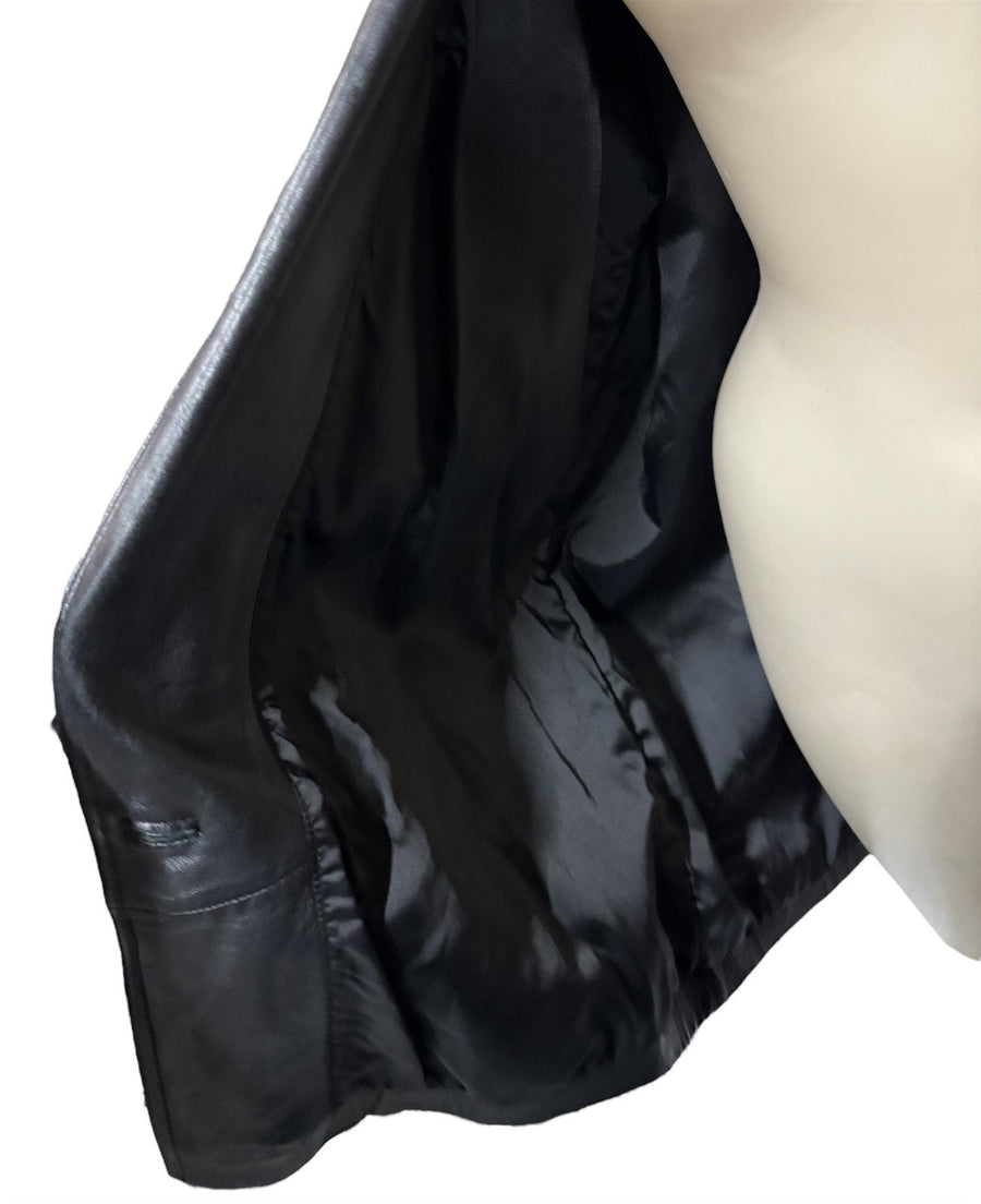 Leather Jacket Preston & York Size L Women's Genuine Coat Black