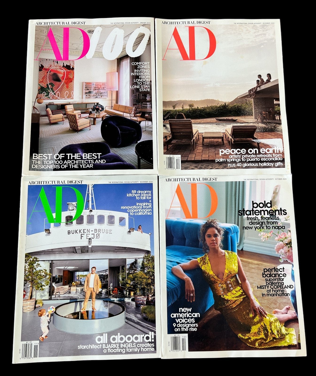 Architectural Digest Magazines Lot of 4 Year 2019-2020 International D ...