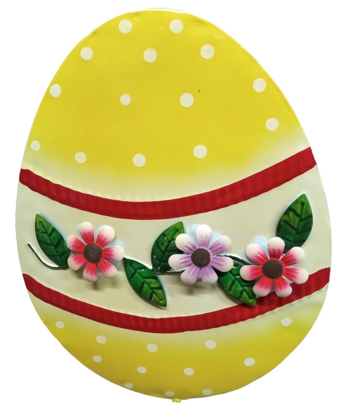 Handcrafted Easter Yellow Metal Egg Yard Art Holiday Spring Outdoor Yard Decor