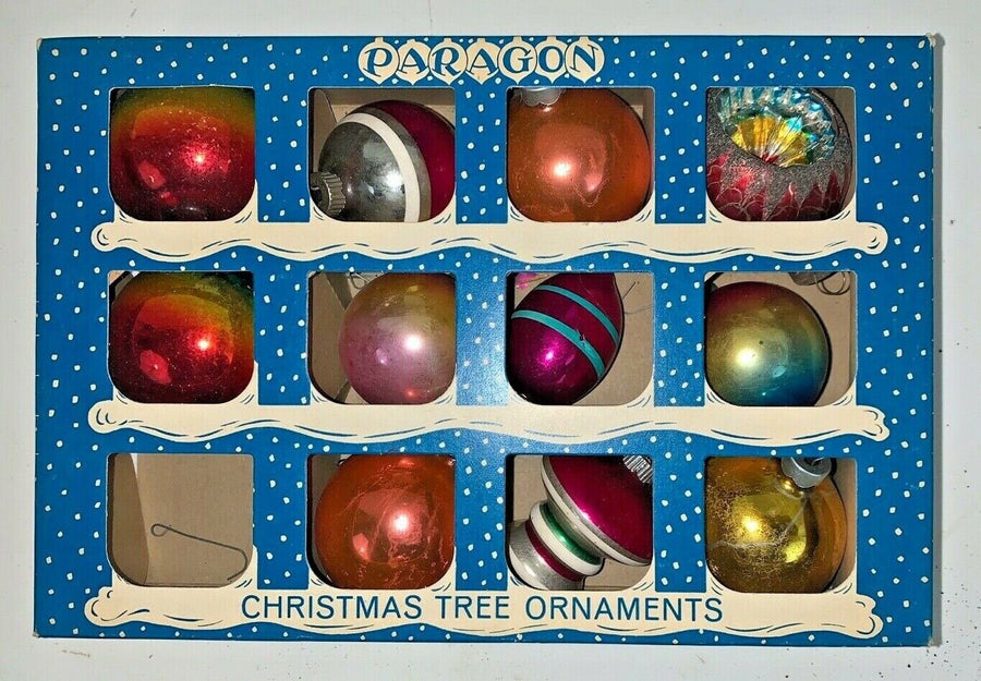 Vintage Paragon Mercury Glass Christmas Tree Ornaments Pack of 11