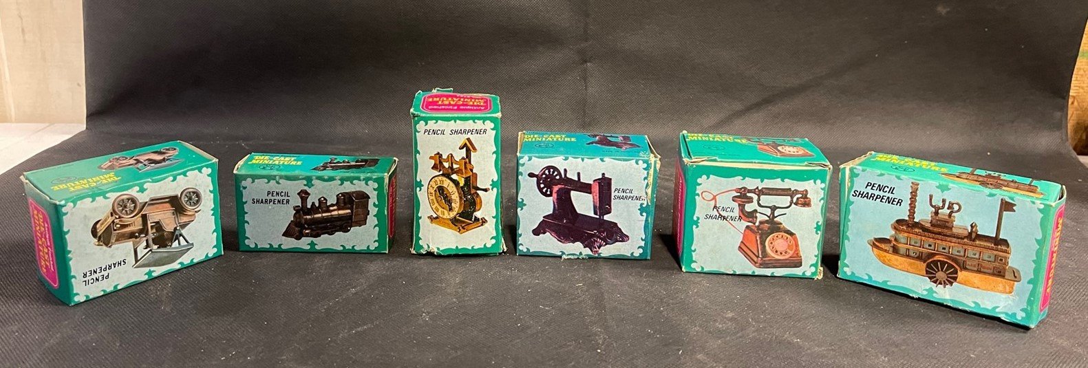 Vintage 6 Die Cast Miniature Pencil Sharpeners Hong Kong Shop Cool