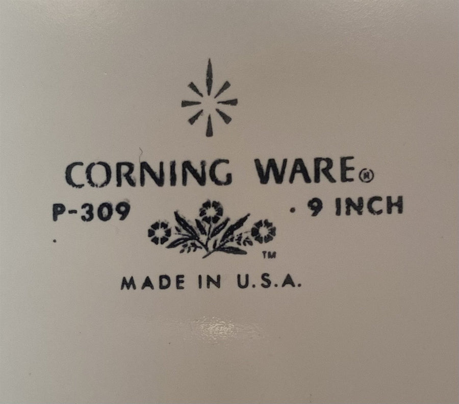 1970s Vintage Corning Ware Blue Cornflower 9 Inch Pie Plate P Series Number P309