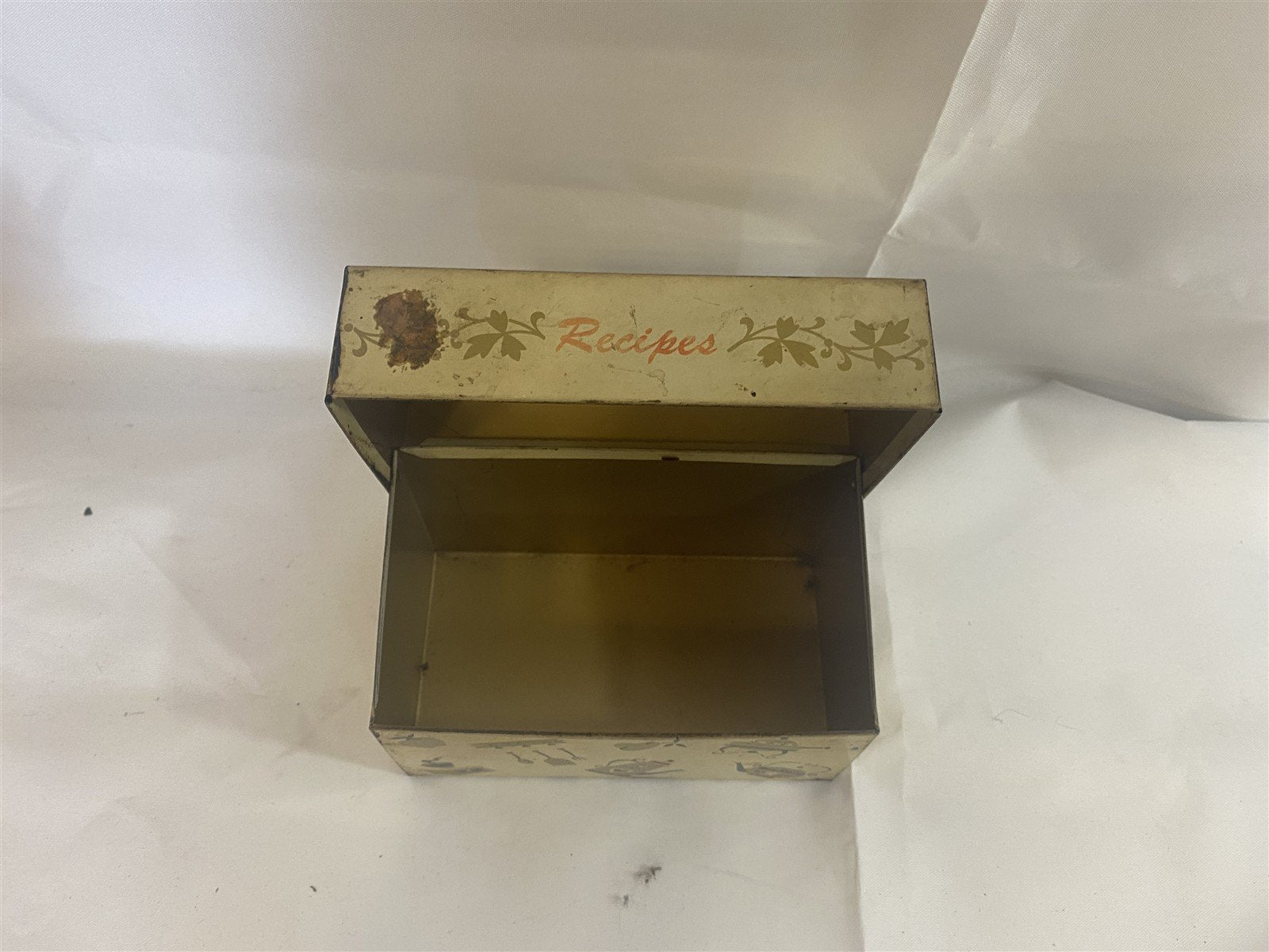 RARE 1960s Vintage Mid Century Modern Ohio Arts Painted Rustic Metal Recipe Box