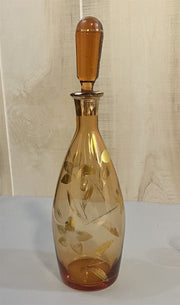 Gold Painted Floral Print Vintage Sake Set w/ 6 Matching Sake Glasses