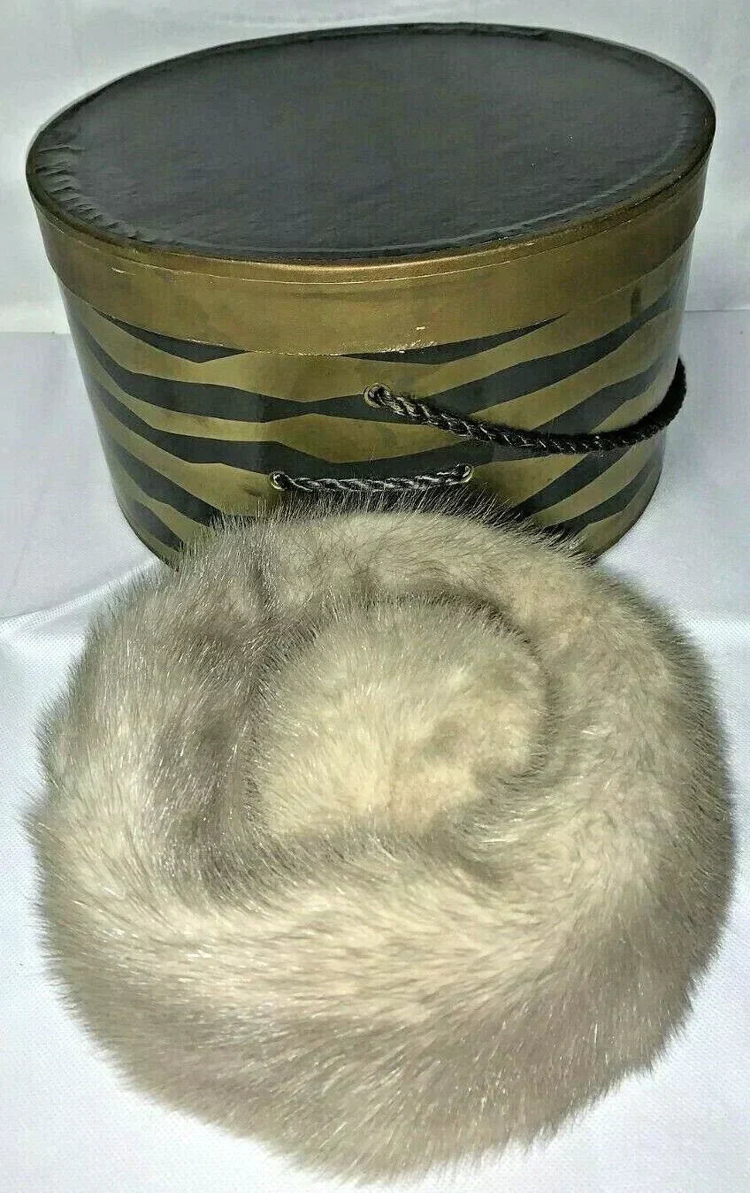 Vintage House of Fashion Real Rabbit Fur Hat w/ Box New