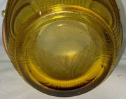 Brockway Retro Glass Amber 1970’s Village Ice Bucket Rattan Handle