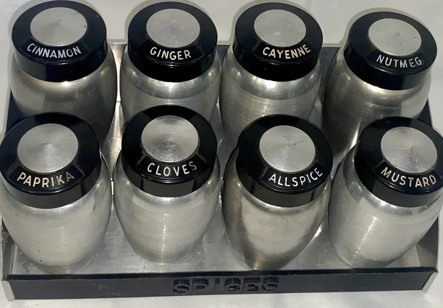 Kromax Aluminum MCM 1950s Complete Spice Rack with Holder