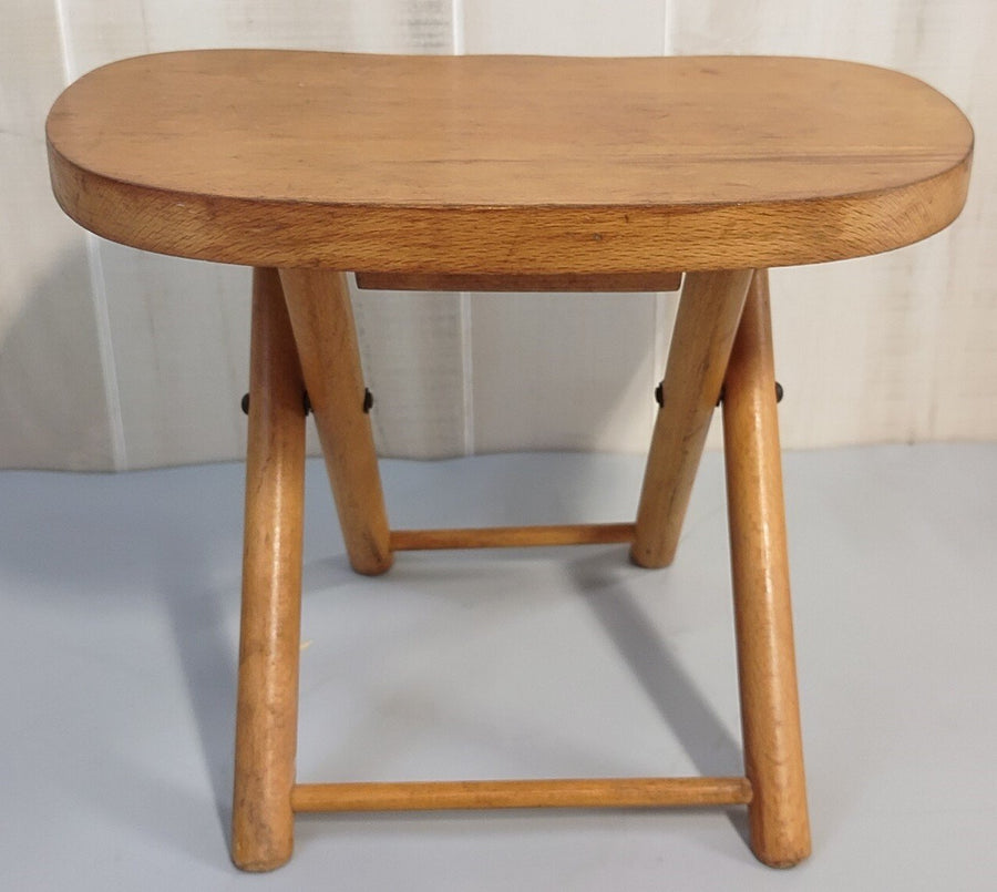 Vintage 1950's Nevco Patented Yugoslavian Folding Carrying Stool Signed 12x8x9