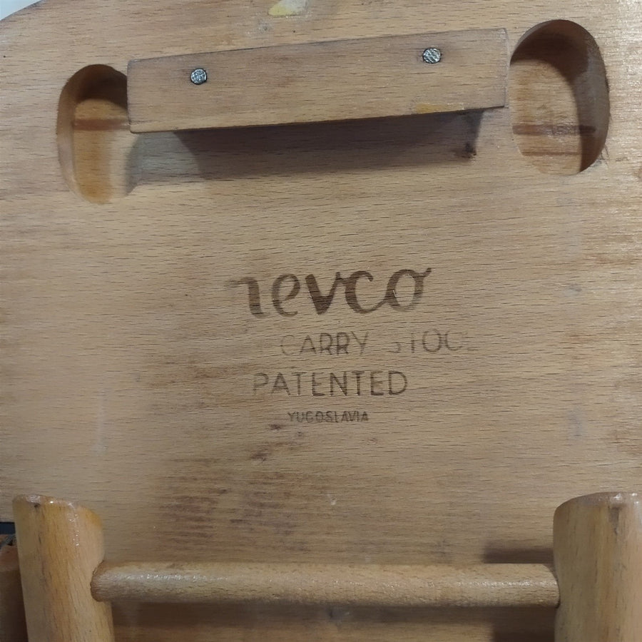 Vintage 1950's Nevco Patented Yugoslavian Folding Carrying Stool Signed 12x8x9