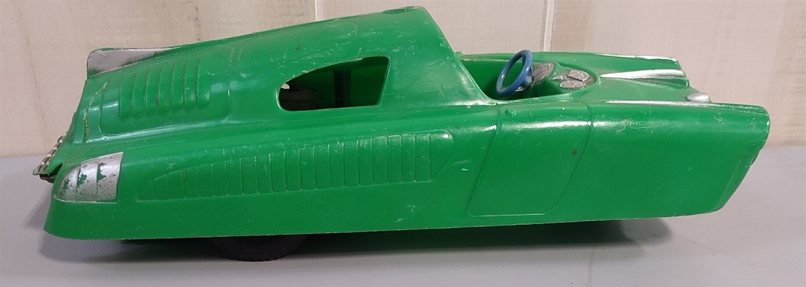 Vintage 1950's Marx Green Sparking Jet Futuristic Rocket Car With Friction Motor