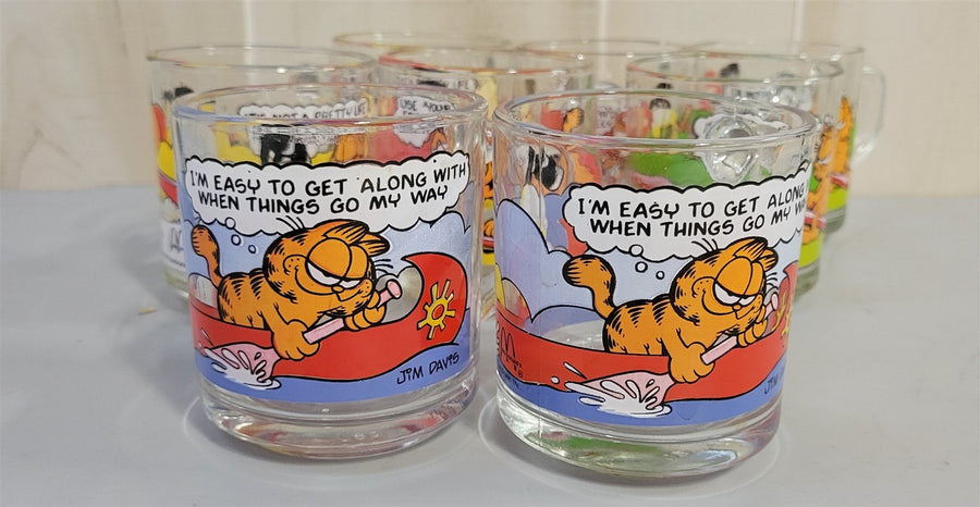 Vintage Garfield McDonalds Glass Mugs Set of 8