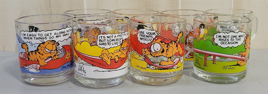 Vintage Garfield McDonalds Glass Mugs Set of 8