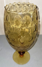 Vintage Mid Century Art Glass Amber Bubble Vase 1970's Made In Italy