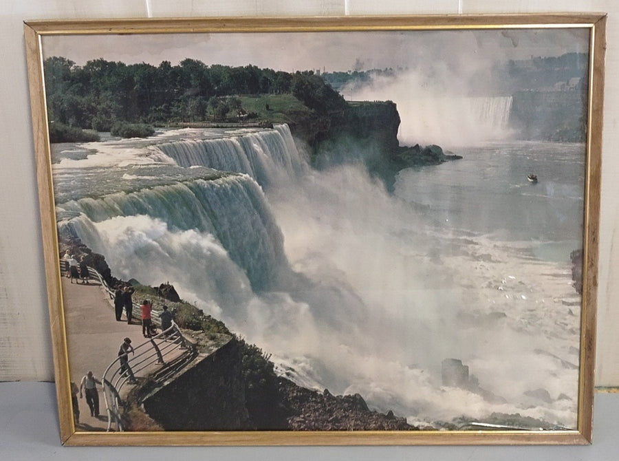 Vintage 1960's A. Simpson Framed Niagra Falls Photograph Signed 16x20