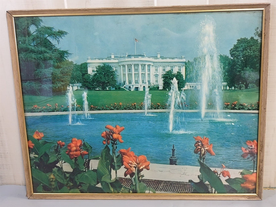 Vintage 1960's A. Simpson Framed Washington White House Photograph Signed 16x20