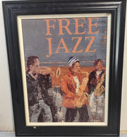 Vintage Free Jazz Textured Poster Painting 12x16 Signed Wooden Frame