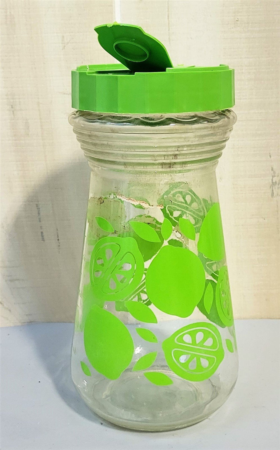 MCM Vintage Pyrex Glass Lime Pattern Juice Carafe Pitcher