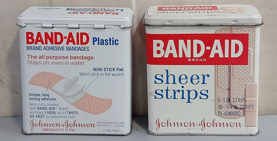 Vintage Johnson & Johnson Band-Aid And Sheer Strip Tins 2 Pack