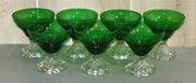 Vintage 1950's Anchor Hocking Forest Green Boopie Sherbet Champagne Glasses 7