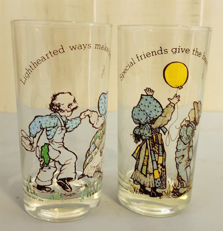 Vintage Holly Hobbie Glass 16oz Tumbler 1970s American Greetings Corp