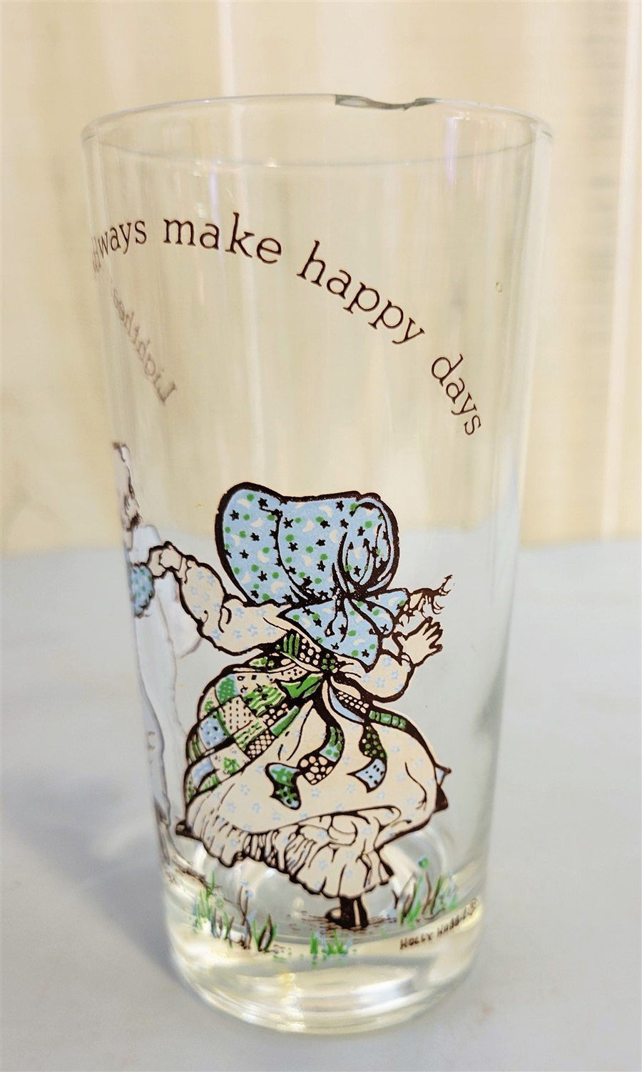 Vintage Holly Hobbie Glass 16oz Tumbler 1970s American Greetings Corp