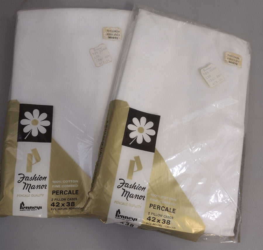 Vintage Penneys Fashion Manor 2 Pack Pillow Cases Original Penneys Price Tag