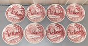 Vintage Johnson & Brothers Haddon Hall Pink Pattern Saucer Dishes Set of 8