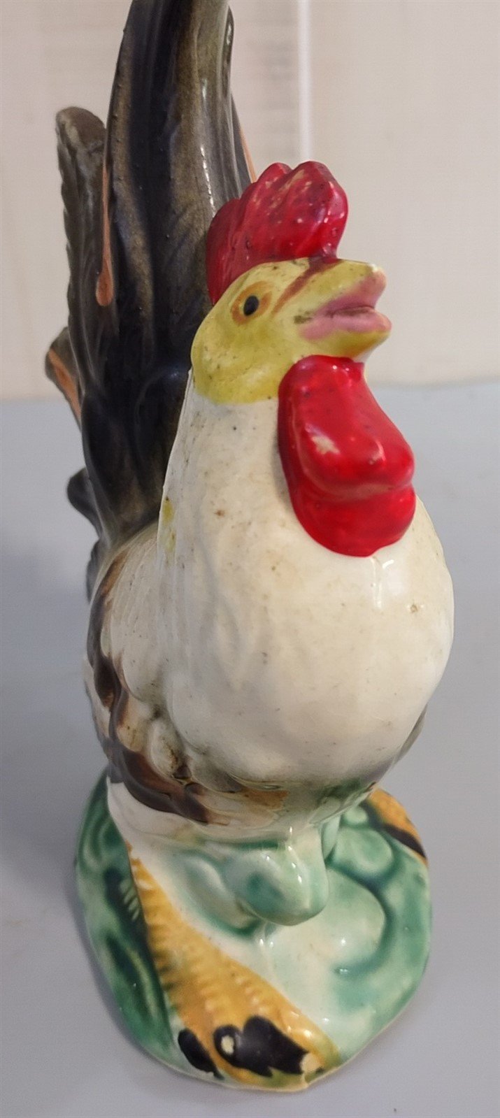 Vintage Antique Ceramic Rooster Figurine Japanese Made 8" And 6" 2 Pieces