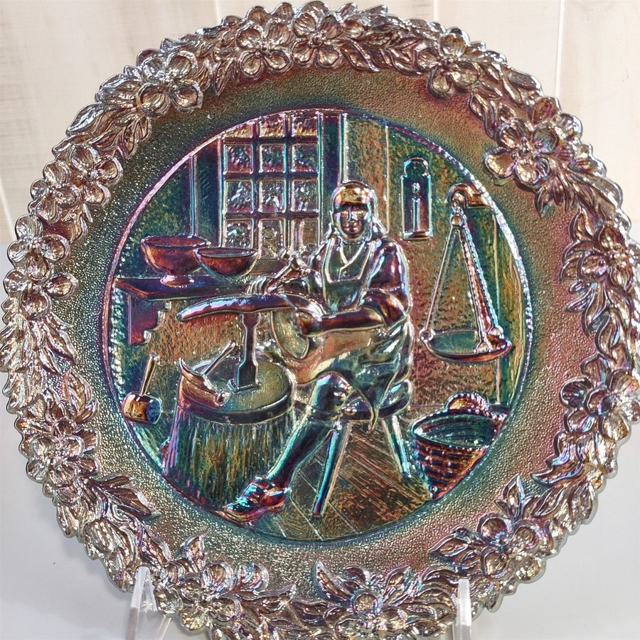 Vintage 1975 American Craftsman Series Fenton Carnival Glass Paul Revere Plate
