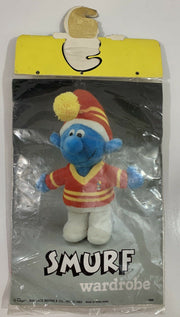 Vintage Smurf Wardrobe Fits Floppy Smurf Plush 640 Red Yellow Sweater Beanie Hat