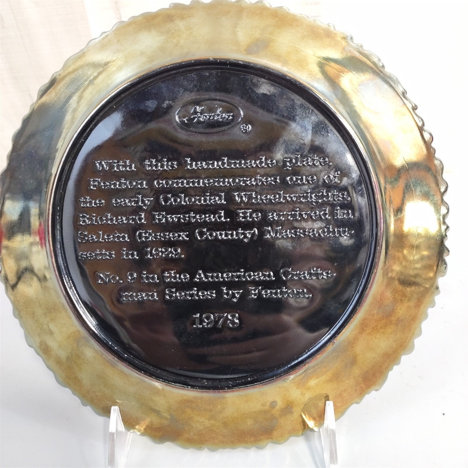 Vintage 1978 #9 American Craftsman Series Fenton Carnival Glass Richard Ewstead