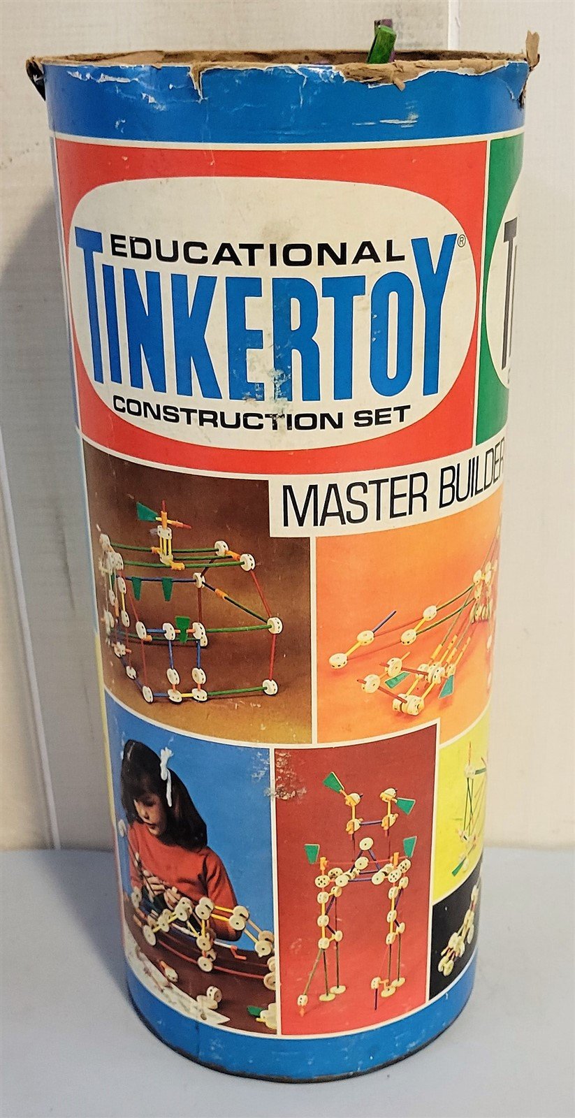 Vintage Creative Educational Tinker Toys Construction Set Master Builder Set