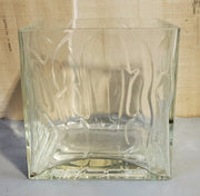 Vintage Clear Square Vase /Candle Holder Princess House Crystal Branches Pattern