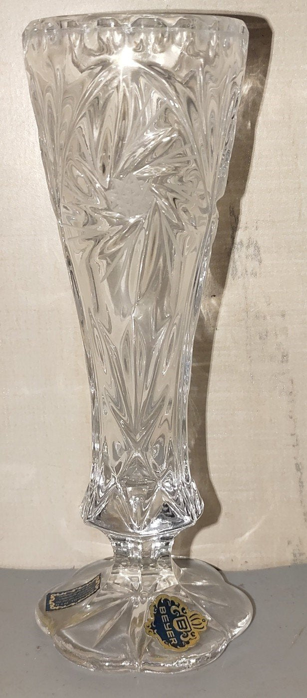 Vintage MCM 1970's Atomic Starburst Pressed Clear Glass Liquid Bar Decanter 12"