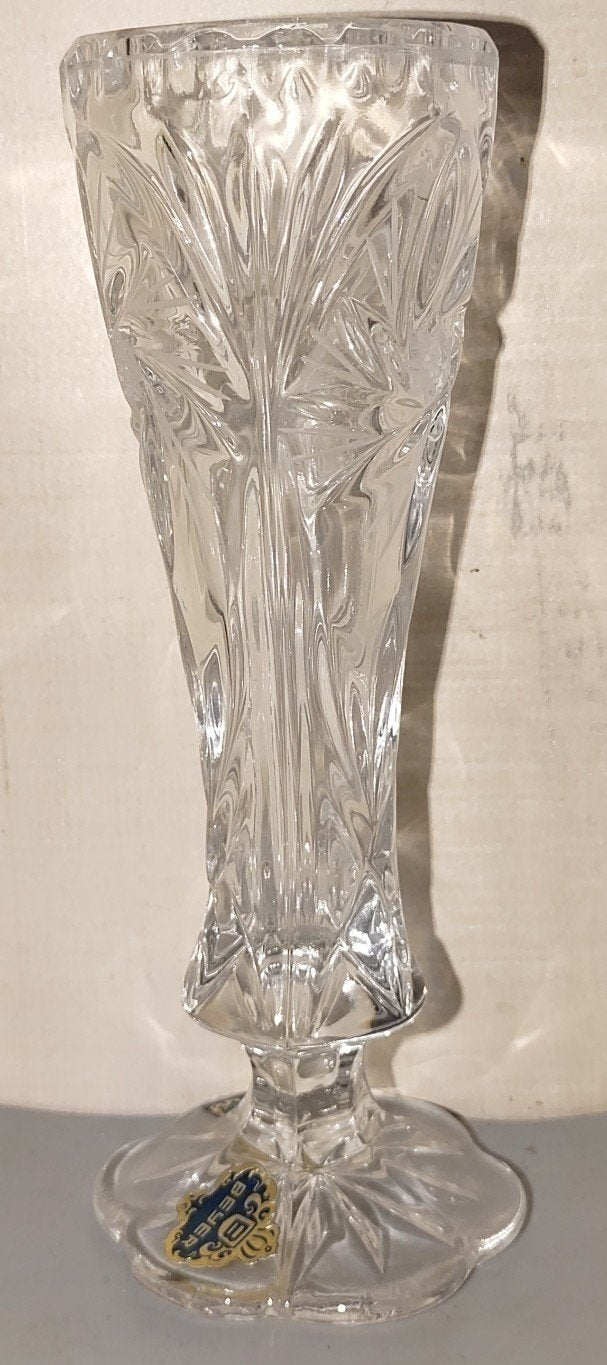 Vintage MCM 1970's Atomic Starburst Pressed Clear Glass Liquid Bar Decanter 12"