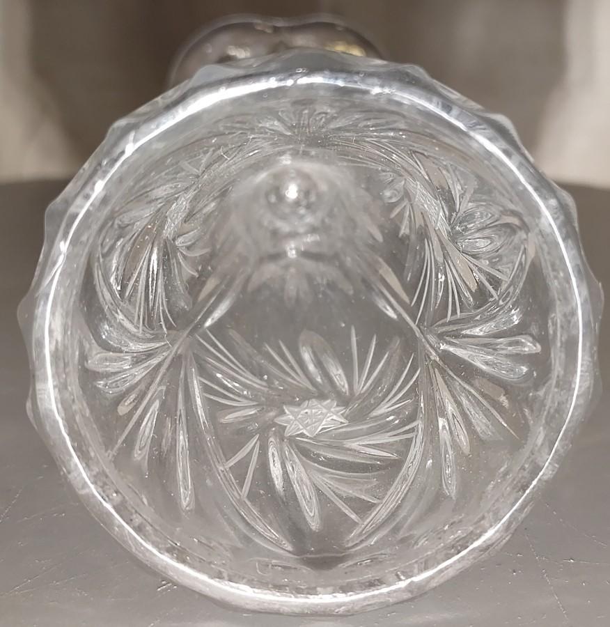 Vintage MCM 1970's Atomic Starburst Pressed Clear Glass Liquid Bar Decanter 12"