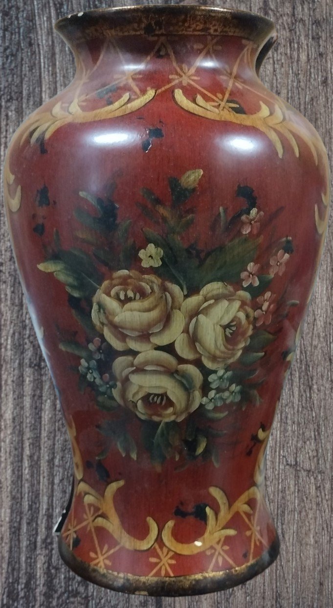 Maroon & Off White Floral Bombay Company Wall Pocket Planter Vase