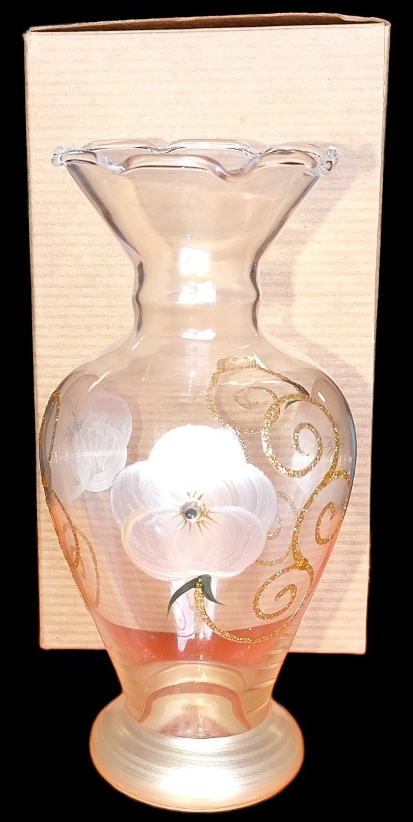 Vintage MCM 1970's Atomic Starburst Pressed Clear Glass Liquid Bar Decanter 12"