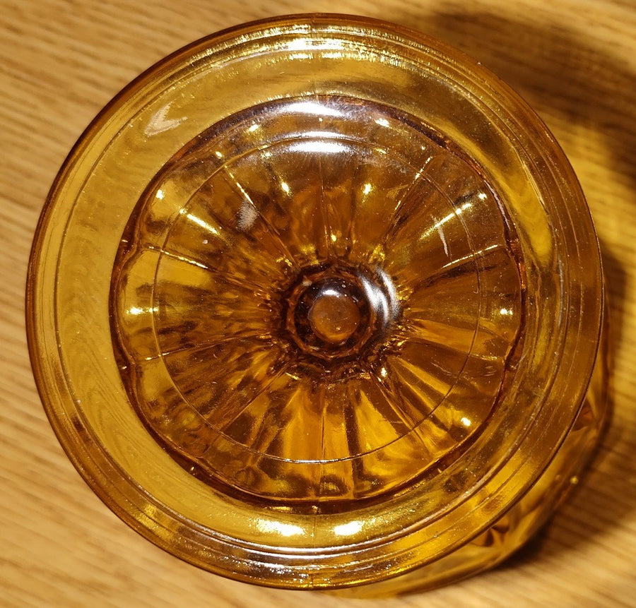 Vintage Anchor Hocking Amber Glass Fairfield Pedestal Candy Dish 4.5x4.5x4"