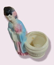 Vintage Mid Century Porcelain Geisha Wall Pocket Planter Japan