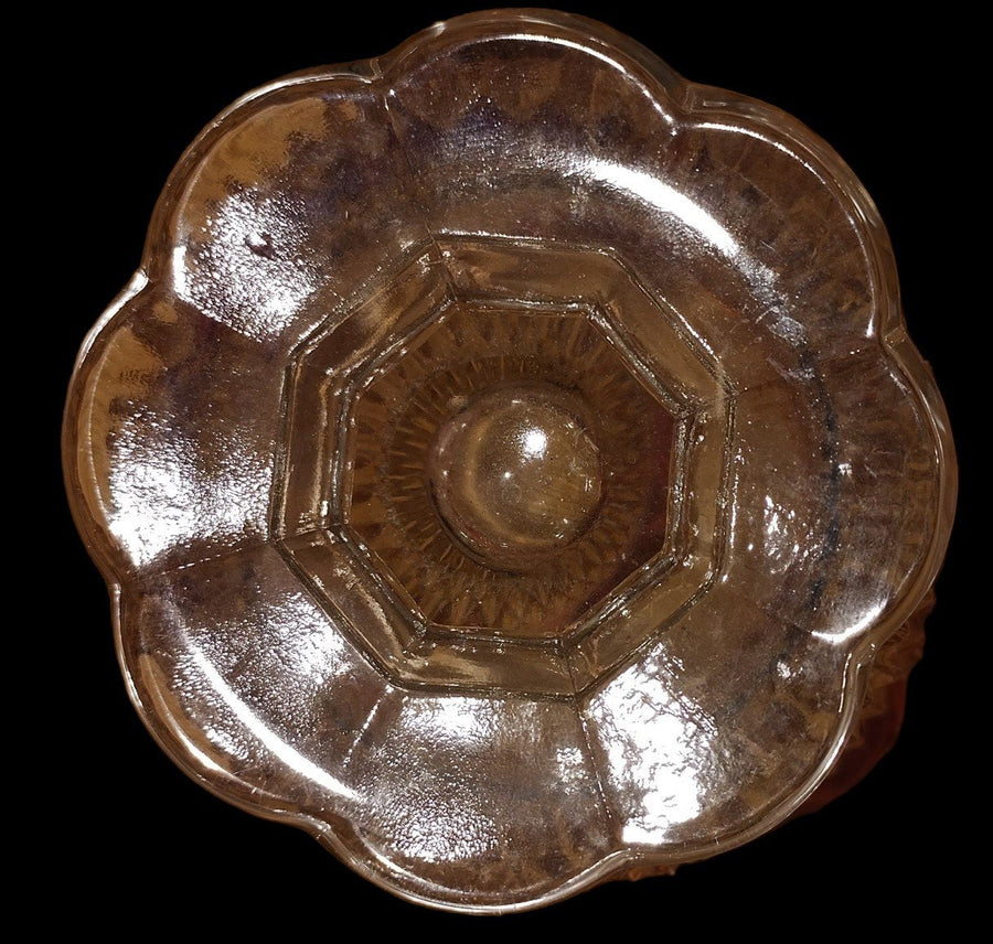 Vintage Indiana Diamond Point Ruby Red Flashed Glass Scalloped Mayonnaise Bowl