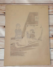 Antique 1936 Original Pen And Ink Illustration For Book Or Magazine Toy For Tiny