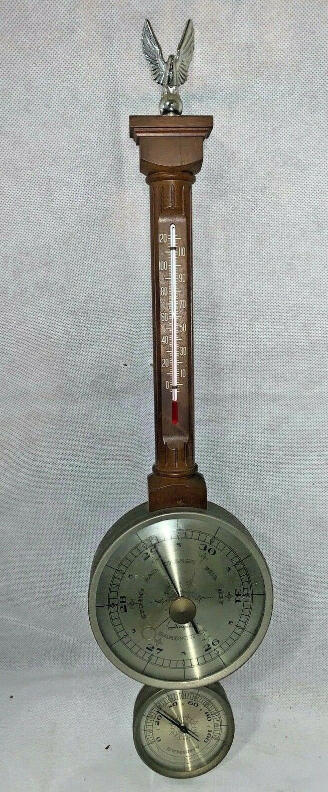 Vintage Wooden Airguide Barometer Thermometer Air Quality Weather Prediction