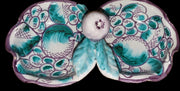Vintage Italian Mediterranean Blue Purple Porcelain Divided Bowl Hand Painted