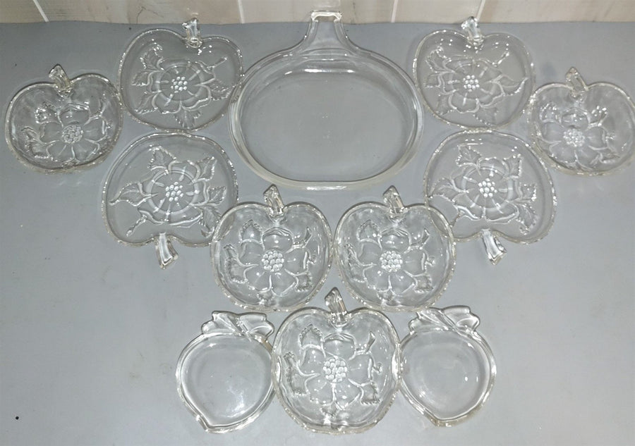 Vintage 12 Lot Various Clear Glass Apple Dishes Hazel Atlas Pyrex