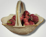 Vintage Lenox Ivory Floral Basket With 24K Gold Trim and Glass Cherries