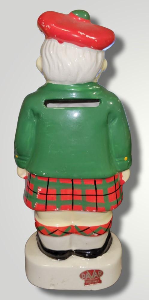 Vintage Davar Products Glass Bank Mr Pennysaver Scottish Man In Kilt 1955