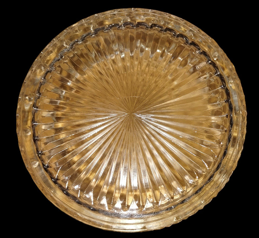 Vintage Depression Glass Candy Dish With Lid Star Burst Pattern 6 1/2"