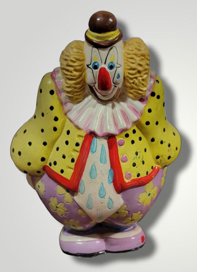 Vintage Mid Century Hard Plastic Small World Imports Clown Bank